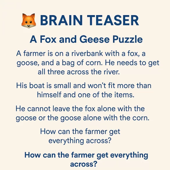 Can You Solve the Classic Fox, Goose, and Corn Puzzle?