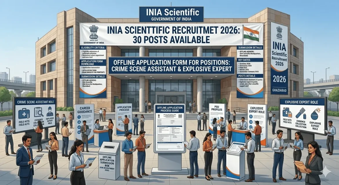 INIA Scientific Recruitment 2026: Offline Application Form for 30 Posts such as Crime Scene Assistant & Explosive Expert